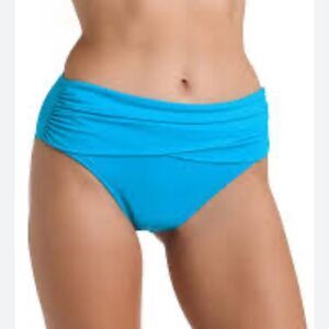 New La Blanca Island Goddess Mid-Waist Sash Band Bottom - Lagoon Size 6